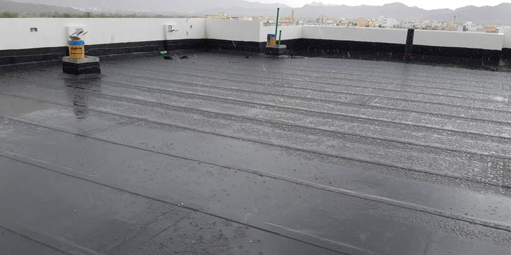 bitumen roof recently sealed on a commercial building