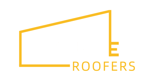 Trusted roofers logo on a black background.