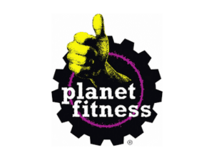 Planet fitness logo with a thumbs up.